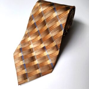 Crazy Horse Mens Formal Necktie 59"Lx4"W Multicolor Neck Tie Gold Brown Blue EUC
